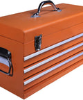 Orange Portable Metal Tool Box With Drawers Built Tough 20 Inch Center Keyed Lock Full Extension Drawers Heavy Duty Chest Latches