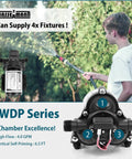 Person using 12V RV Water Pump Self Priming With 4 GPM At 45 PSI And Pressure Switch Plug And Play Kit for garden watering