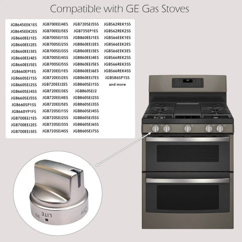 Stainless Steel Colored Stove Knob Replacement Set For Gas Ranges With D Shape Hole, Easy Install, Durable Reinforced Knobs With Numeric Markings, Fits Most 4 Burner Gas Stoves, Upgrades Your Kitchen With A Sleek Modern Look