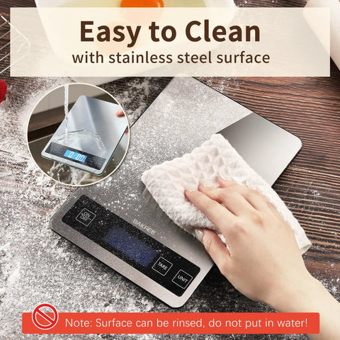 Cleaning Pro Grade Digital Kitchen Scale With 33 Pound Capacity, Stainless Steel And Tempered Glass Surface