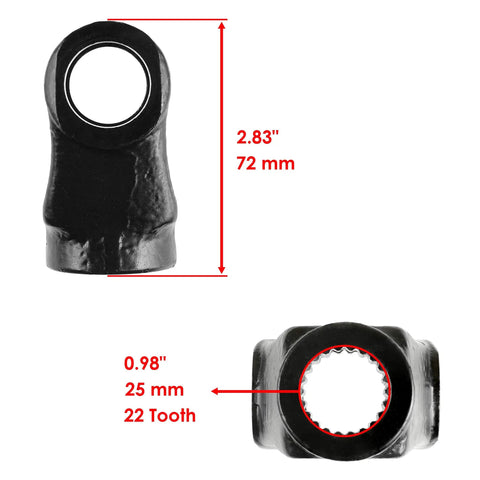 Front Drive Shaft Yoke U-Joint Replacement Kit For Polaris Ranger 800 2010-2014 4x4 Includes Two Yokes And Two U-Joints, Beefed-Up Heavy Duty Bolt-On Fit For Ranger 500 EFI Ranger XP 800 RZR 800 RZR S 800, black steel yoke, 72 mm, 22 tooth