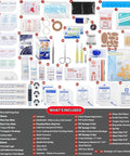 Front view of VRIEXSD 400-piece large first aid kit with assorted home, office, car emergency supplies