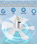 12V DC RV Vent Fan Motor With Round Shaft Compatible With Ventline BVD0218-00 Ventadome Lids And Accessories Ideal Replacement For RV Bathroom Roof Exhaust Fans Quick Install With No Fuss