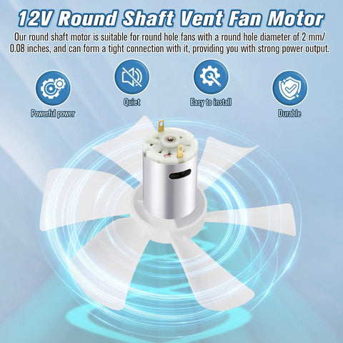 12V DC RV Vent Fan Motor With Round Shaft Compatible With Ventline BVD0218-00 Ventadome Lids And Accessories Ideal Replacement For RV Bathroom Roof Exhaust Fans Quick Install With No Fuss