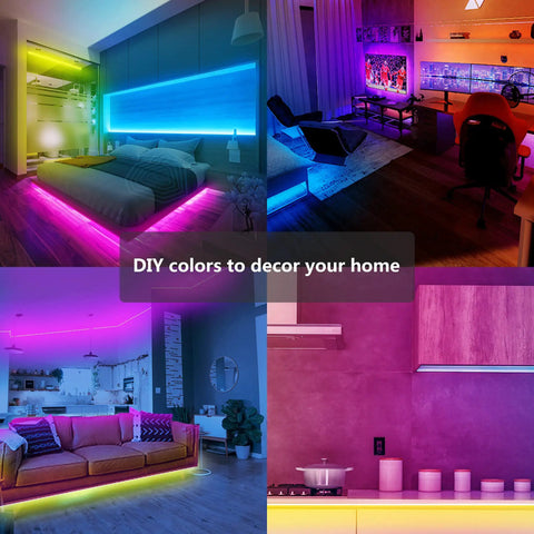 Five Volt LED Strip Lights 100 Feet Dope Color Changing With Music Sync Bluetooth Remote Control Built In Microphone App Control