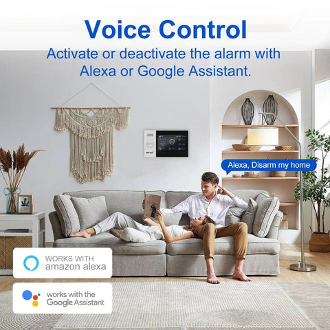 Dual WiFi And 4G Home Alarm System With 4.3 Inch Touch Screen Instant App Alerts No Monthly Fees Alexa Compatible lifestyle scene