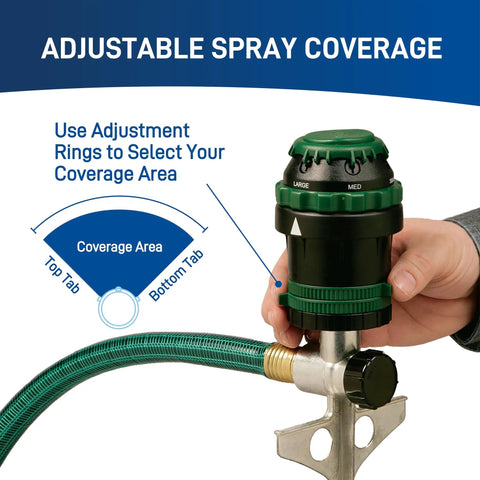 Adjusting Six Spray Patterns Gear Drive Sprinkler On Metal T Spike For Customizable Lawn Watering Coverage With Rotating Head