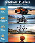 Portable Cordless Tire Inflator With 6000mAh Battery And Digital Pressure Gauge Up To 180 PSI Fast 4x Inflation Modes Car Motorcycle Bike