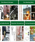 Flint stone, fire stick, tools from Dope 28 In 1 Survival Kit For Outdoor Lovers It Does It All Emergency Gear