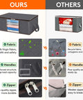 Comparison of 8 Pack Foldable Closet Storage Bins With Clear Windows And Reinforced Handles, highlighting fabric, handles, zippers.