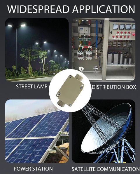 IP68 Waterproof Outdoor Junction Box 3 Way Splice Enclosure with applications: street lamp, distribution box, power station, satellite