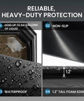Close-up of Heavy-Duty 7'9 By 16' Garage Floor Mat With 610GSM Beefed-Up Commercial PVC Containment Mat, 1.2-Inch Raised Edges