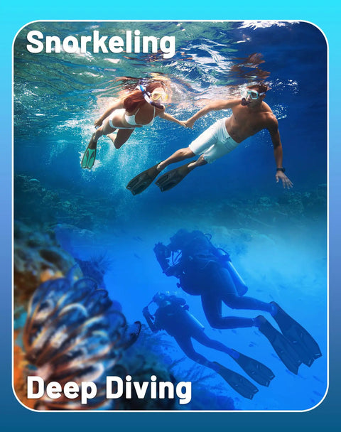 Snorkel Fins With Full Foot Pocket For All Day Wear, Durable Long Diving Fins For Snorkeling And Freediving, Professional Gear, underwater scene