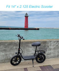 Electric scooter with 2 Pack 14x2.125 Inner Tubes For 14 Inch Electric Scooters And Ebikes With Angled Valve Stem by a lighthouse