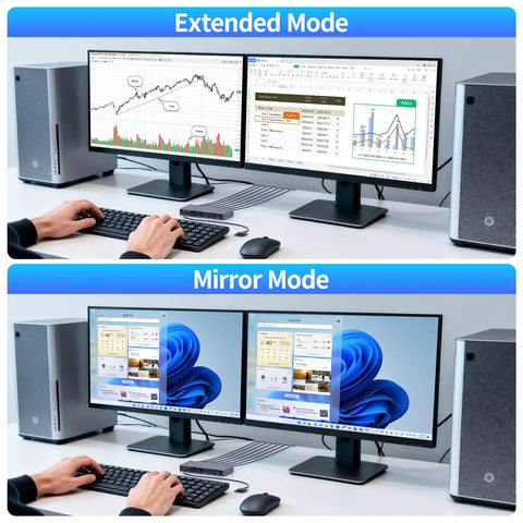 Dual Monitor KVM Switch For Two Computers With DisplayPort 4K 60Hz, Control One Keyboard And Mouse Across Two Screens, Fast Switching For Home Office, Gaming, And Professional Setups, Not Laptop Compatible in dual monitor desk setup