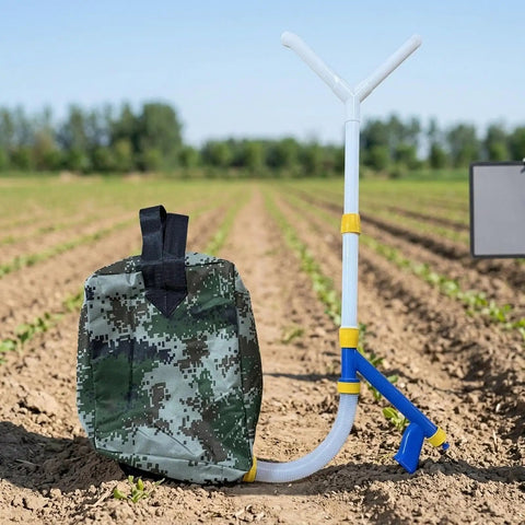 Backpack Style 20L Handheld Spreader Sprayer For Farms And Gardens with camouflage design in a field