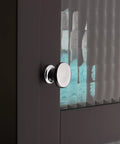 Close-up of Chesterfield Freestanding Floor Cabinet With Waffle Glass Panel In Espresso Finish Adjustable Shelf Durable Engineered Wood