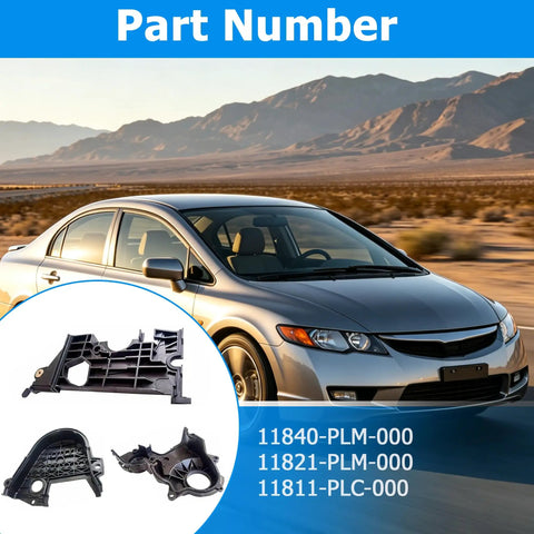 Honda Civic 3 Piece Timing Belt Cover Kit And Gasket For 2001 2002 2003 2004 2005 1.7L L4 Engine Replaces 11840 PLM 000