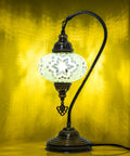 Turkish Swan Neck Mosaic Table Lamp Handcrafted Stained Glass Tiffany Style Bedside Desk Light With US Plug And E12 Socket One Of A Kind