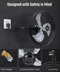 18 Inch Industrial Wall Mount Fan With Dual Ball Bearing Built To Move Serious Air High Velocity Air Circulator 3 Speed Metal