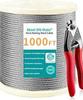 Heavy Duty Marine Grade 316 Stainless Steel Cable Roll One Thousand Feet One Eighth Inch 7x7 Wire Rope For Deck Railings And Stairs