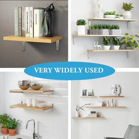 Tough As Nails Heavy Duty 12 Piece Floating Shelf Brackets Set Stainless Steel L Bracket Corner Brace 5 By 3 Inch With Brushed Finish used in rooms
