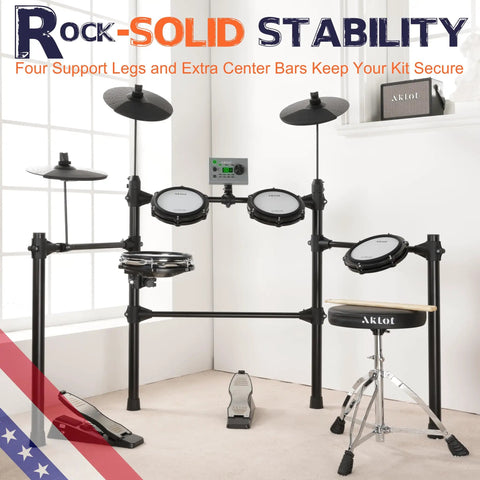 Multi Zone Electronic Drum Set With Four Dual Trigger Quiet Mesh Pads 360 Sounds 10 User Kits Cymbals Throne Visible