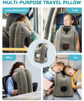 Inflatable Travel Neck Pillow For Airplanes Trains And Cars With Ergonomic 45 Degree Support in use on bus, train, office, car