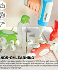 90 Piece Dino Construction Set With Kid Safe Power Screwdriver And Screws Build Brachiosaurus T Rex And Triceratops Action Model Kit