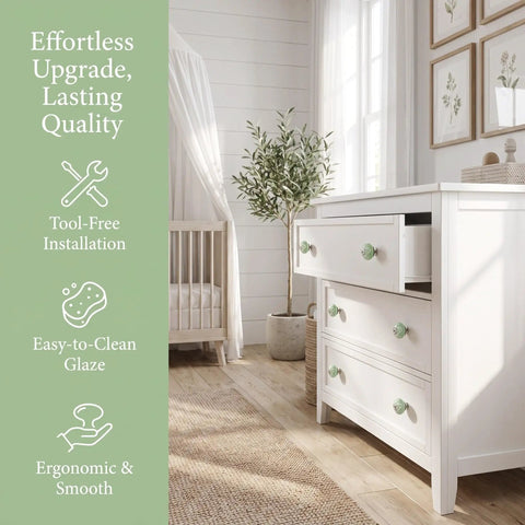 Top Shelf Vintage Floral Ceramic Cabinet Knobs And Drawer Pulls Set To Freshen Your Space With A Darn Cute 40mm Round Design for white dresser.