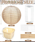 12 Sets Burlap Paper Lanterns and Wooden Centerpieces Kit showing burlap lantern, wood sticks, basket, and frame
