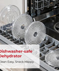 Straight Up Five Tray Food Dehydrator Machine With Adjustable Temperature Dial Horizontal Heat Flow For Preparing Homemade Jerky Fresh Herbs Ripe Fruit Crunchy Veggies Zero Additives Bpa Free White in a dishwasher.