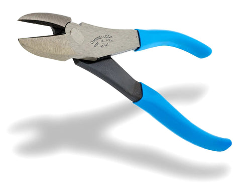 High Leverage Diagonal Cutting Pliers With Curved Jaw For Maximum Power And Less Strain Side Cutting 7.5 Inch Wire Cutting Tool with blue handles