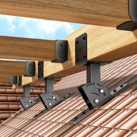 Pergola Roof Rise Bracket Kit With Adjustable Angle Mounts For 4x4 And 4x6 Lumber 3 Pack DIY Patio Cover Support Brackets To Elevate Your Outdoor Space And Secure Rooftop Mounts