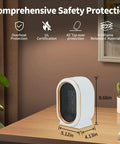 Portable Ceramic Space Heater 1200W Indoor Electric Space Heater With Overheat And Tip Over Protection on a desk