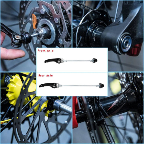 All-In-One Quick Release Bike Axle Kit For Front And Rear Hubs - 145mm Front And 185mm Rear, heavy duty steel installation