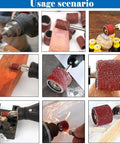 Sunxeke sanding drum set for Dremel rotary tools with 138 aluminum oxide sleeves and 12 drum mandrels in box