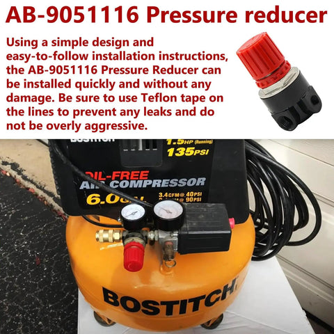 Air Compressor Pressure Regulator AB-9051116 For Stanley Bostitch Husky Air Compressors, Pressure Reducer Replacement shown