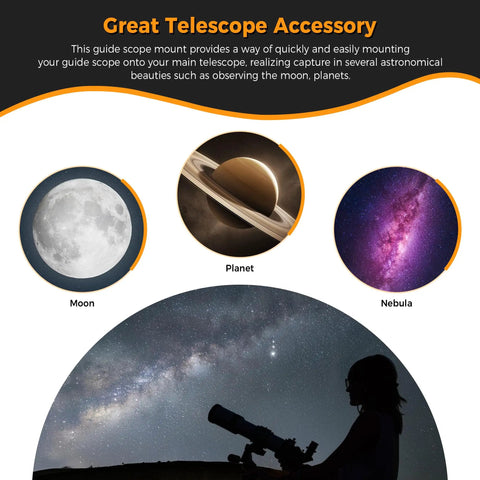 Image showcasing Easy Setup Guide Scope Mount For Finderscope Quick Mount To Any Telescope Or Camera Tripod Built In Solid Metal