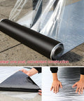 Top Shelf Heavy Duty Self Adhesive Asphalt Roofing Tape No Sweat Waterproof Underlayment Roll with thick foil on a surface.
