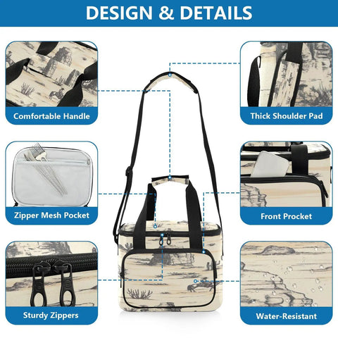 Desert Horseback Riding Insulated Lunch Bag Leakproof Cooler with compartments and waterproof design details