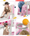 Toddler Slide And Climber Playset For Backyards Or Indoors A 9 In 1 Freestanding Kids Playground With Basketball Hoop Telescope Ring Toss