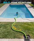 One HP Submersible Water Pump With 4755GPH High Flow Beast 23ft Hose Kit Anti Clog Filter Net shown draining pool
