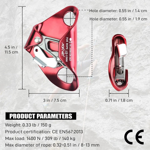 Chest Ascender Rope Grab Go-To Tree Climbing And Rappelling Gear Ultralight Durable Aluminum Alloy Rescue Equipment CE Certified