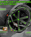 Interior view of Safety Hard Hat With Tinted And Clear Visor Vented Construction Helmet ABS Work Hard Hat For Men Six Point Suspension Adjustable Chin Strap highlighting 6-point suspension and size adjuster.