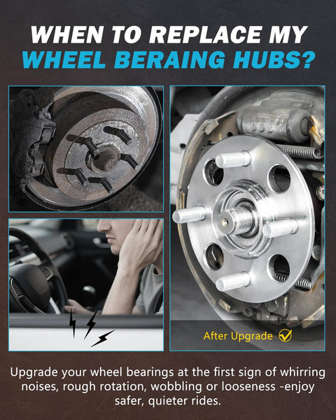 Comparison of worn vs new wheel bearings for Toyota 2000s-2010s models illustrating wear and installation in front wheel hub.