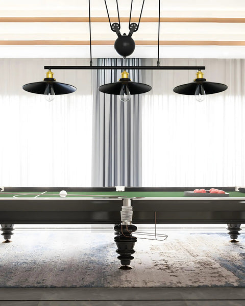 Three Pack Rustic Farmhouse Pendant Lights For Kitchen Island And Dining Room With Three E26 Sockets Adjustable Pulley over pool table