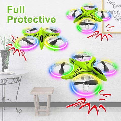 Crash Proof Mini Drone for Kids With LED Night Lights One Key Takeoff and Landing Flips RC Remote Control Easy for Beginners