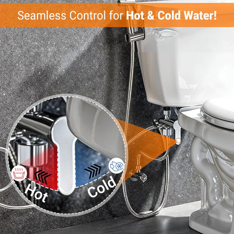 Hot And Cold Bidet Sprayer With Thermal Grip For Toilet Use, showing control for temperature adjustment