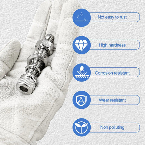 Score a Solid 1600 Pcs M3 M4 M5 M6 Metric Screw Assortment Kit Featuring Hex Socket Head Cap Screws held in hand showing rust-resistant features.
